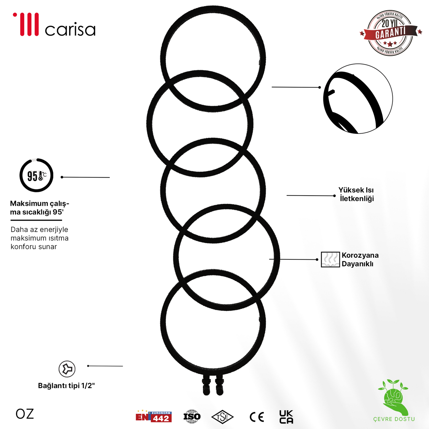 Carisa Oz Paslanmaz Çelik Havlupan Modern Tasarım