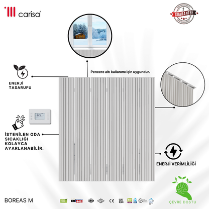 Carisa Boreas M Yatay Elektrikli Radyatör Modern Tasarım Beyaz