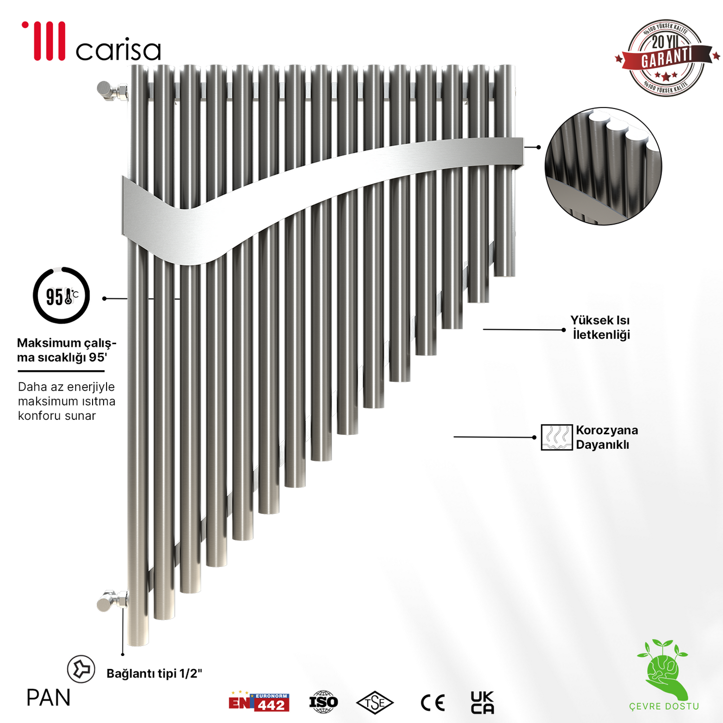 Carisa Pan Paslanmaz Çelik Havlupan Modern Tasarım Satine