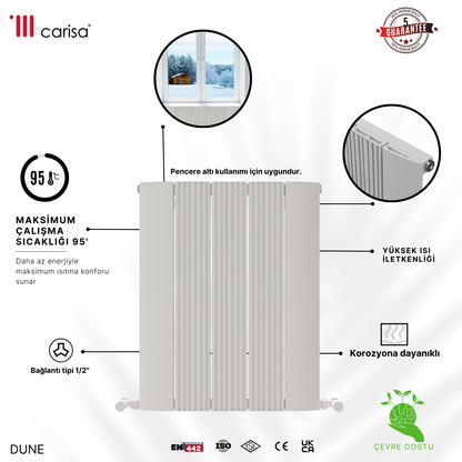 Carisa Dune Alüminyum Radyatör Beyaz Standart Bağlantı