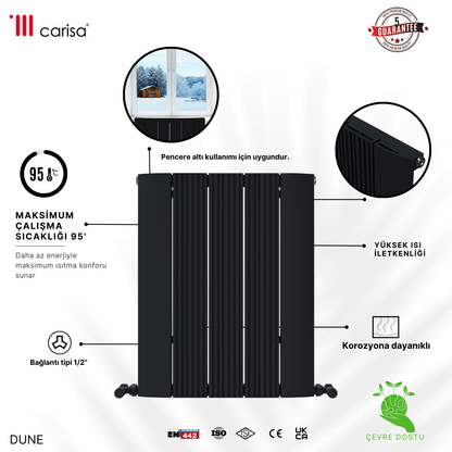 Carisa Dune Alüminyum Radyatör Siyah Standart Bağlantı