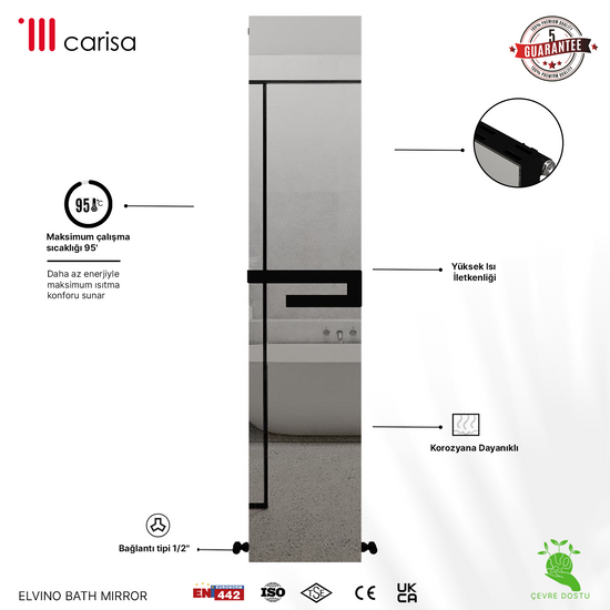 Carisa Elvino Bath Mirror Alüminyum Havlupan Modern Tasarım Siyah