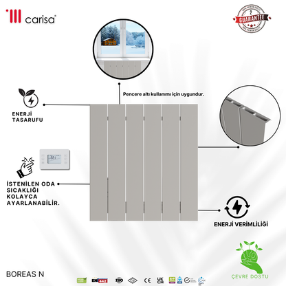 Carisa Boreas N Yatay Elektrikli Radyatör Modern Tasarım Beyaz