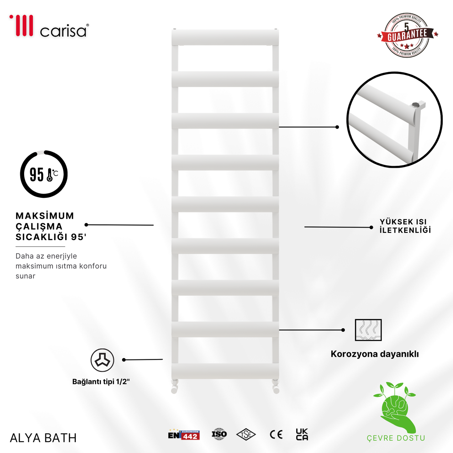 Carisa Alya Bath Alüminyum Havlupan Modern Tasarım Beyaz