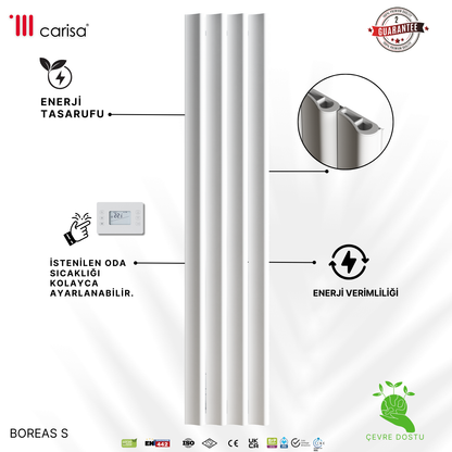 Carisa Burano S Dikey Alüminyum Radyatör Modern Tasarım Beyaz