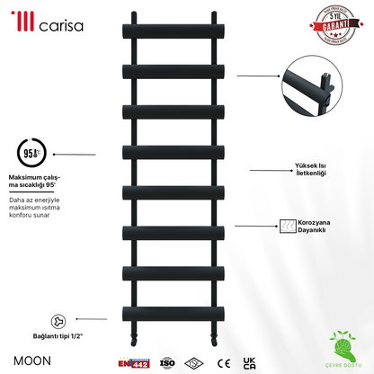 Carisa Moon Alüminyum Havlupan Modern Tasarım Siyah