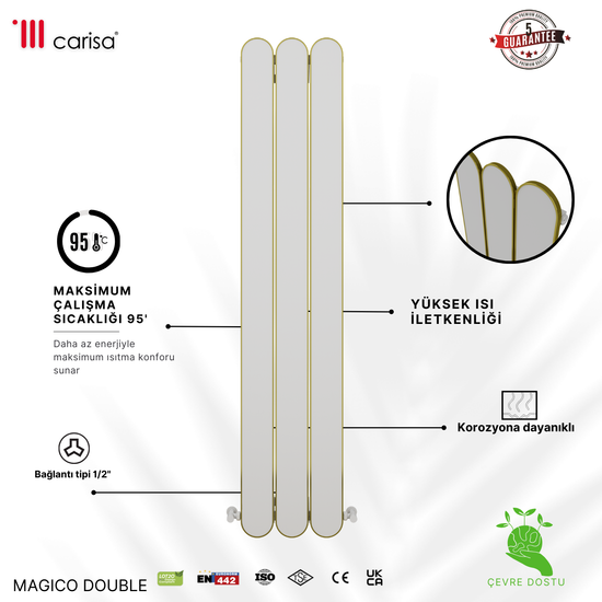 Carisa Magico Dikey Alüminyum Radyatör Modern Tasarım Beyaz