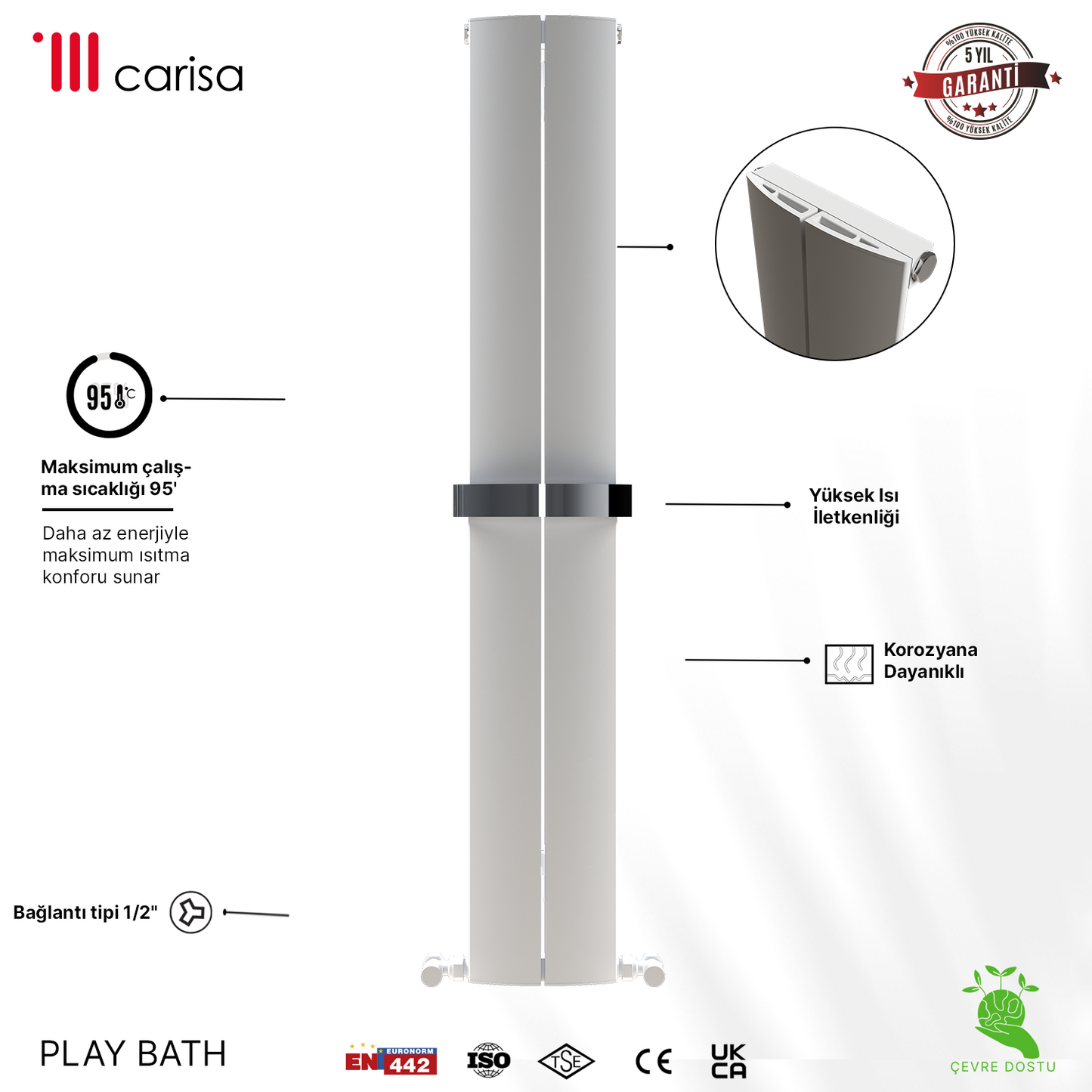 Carisa Play Bath Alüminyum Havlupan Modern Tasarım Beyaz