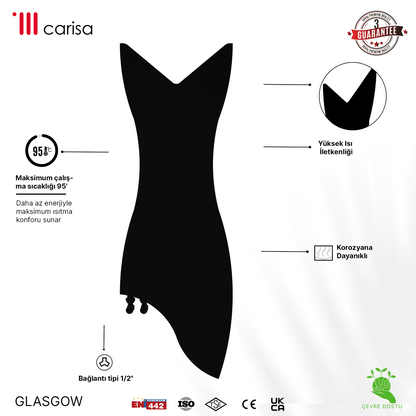 Carisa Glasgow Dikey İnce Tasarım Çelik Radyatör Modern Tasarım Antrasit