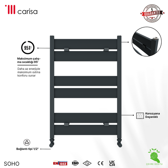 Carisa Soho Alüminyum Havlupan Modern Tasarım Antrasit