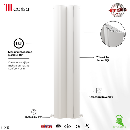 Carisa Nixie Alüminyum Radyatör Beyaz Standart Bağlantı