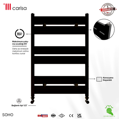 Carisa Soho Alüminyum Havlupan Siyah Standart Bağlantı