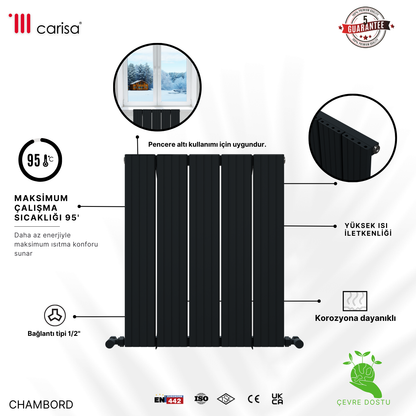 Carisa Chambord Yatay Alüminyum Radyatör Modern Tasarım Antrasit