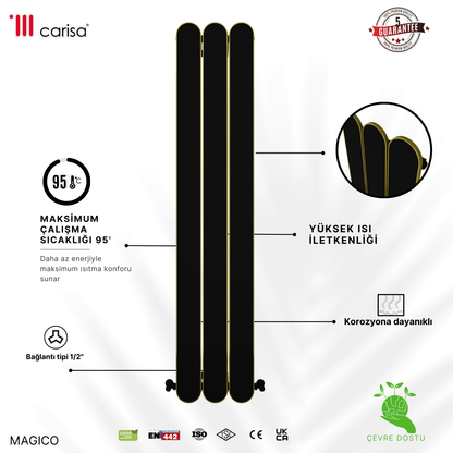 Carisa Magico Bath Alüminyum Havlupan Modern Tasarım Siyah