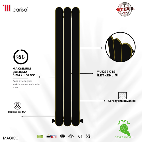 Carisa Magico Bath Alüminyum Havlupan Modern Tasarım Siyah