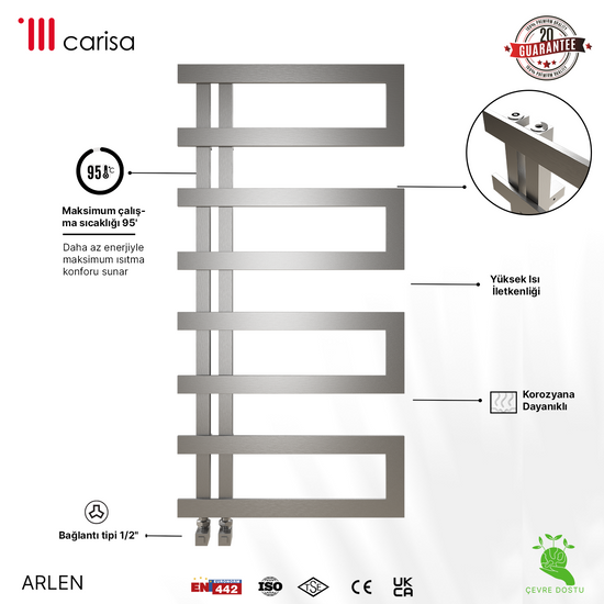 Carisa Arlen Paslanmaz Çelik Havlupan Modern Tasarım Satine