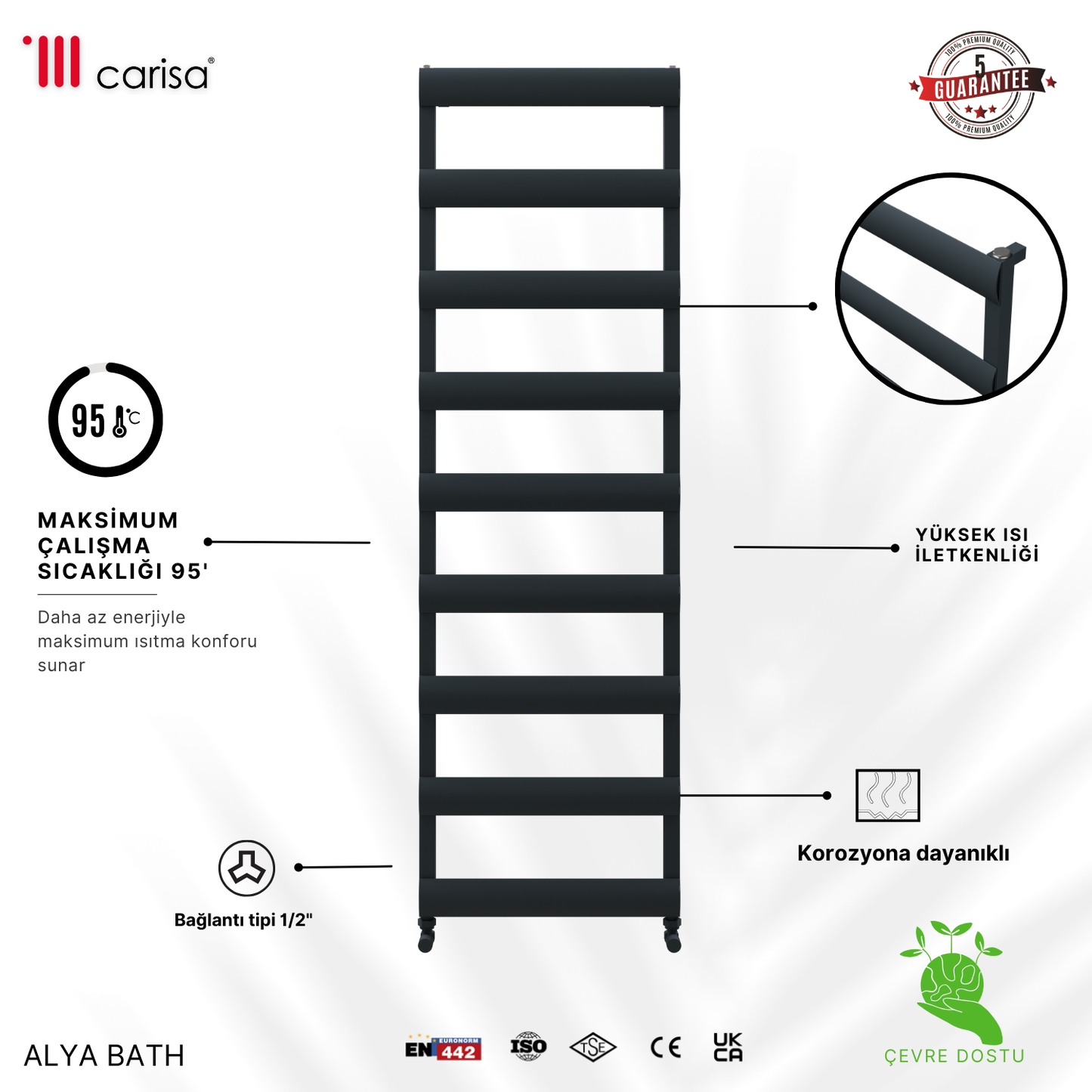 Carisa Alya Bath Alüminyum Havlupan Modern Tasarım Antrasit