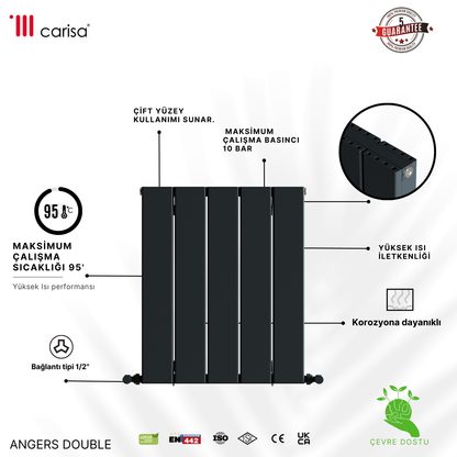 Carisa Angers Yatay Alüminyum Radyatör Modern Tasarım Antrasit