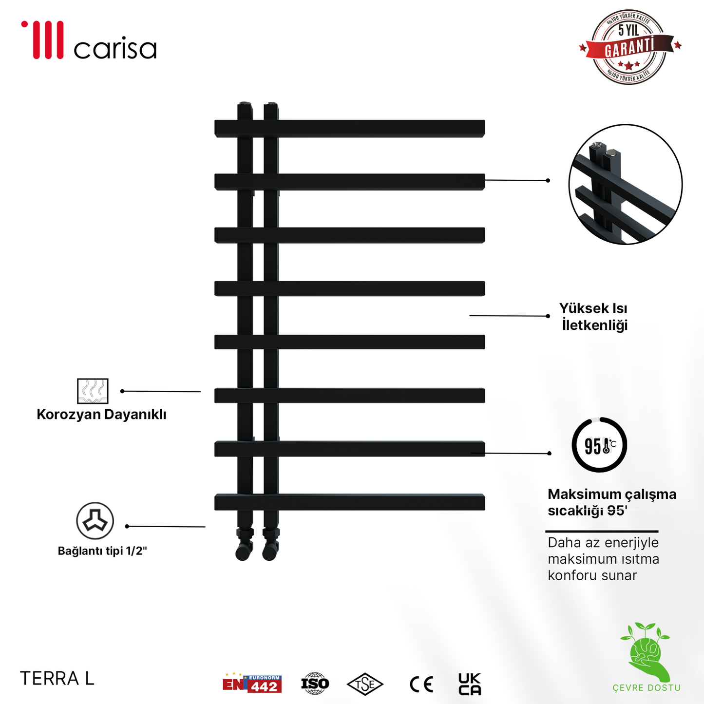 Carisa Terra L Alüminyum Havlupan Modern Tasarım Siyah - Carisa