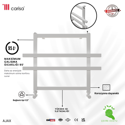 Carisa Ajax Alüminyum Havlupan Modern Tasarım Beyaz