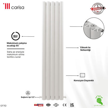 Carisa Otto Dikey Alüminyum Radyatör Modern Tasarım Beyaz