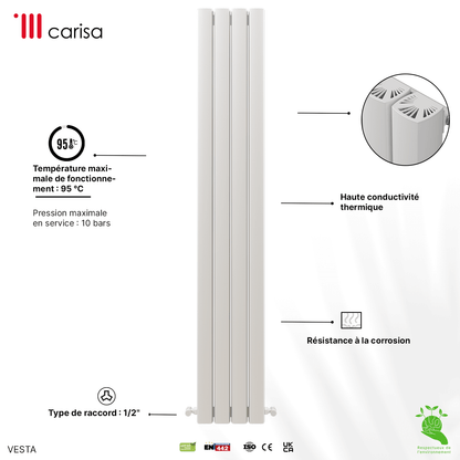 Carisa Vesta Dikey Alüminyum Radyatör Modern Tasarım Beyaz