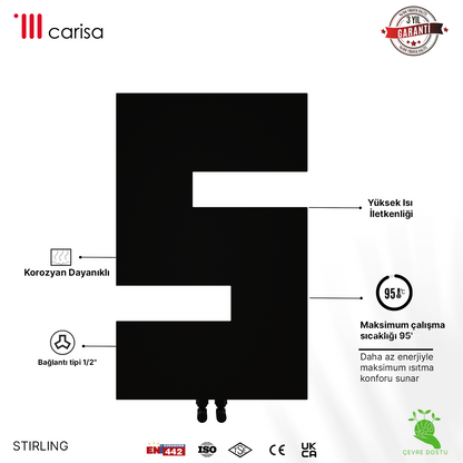 Carisa Stirling Dikey Çelik Havlupan Modern Tasarım Siyah