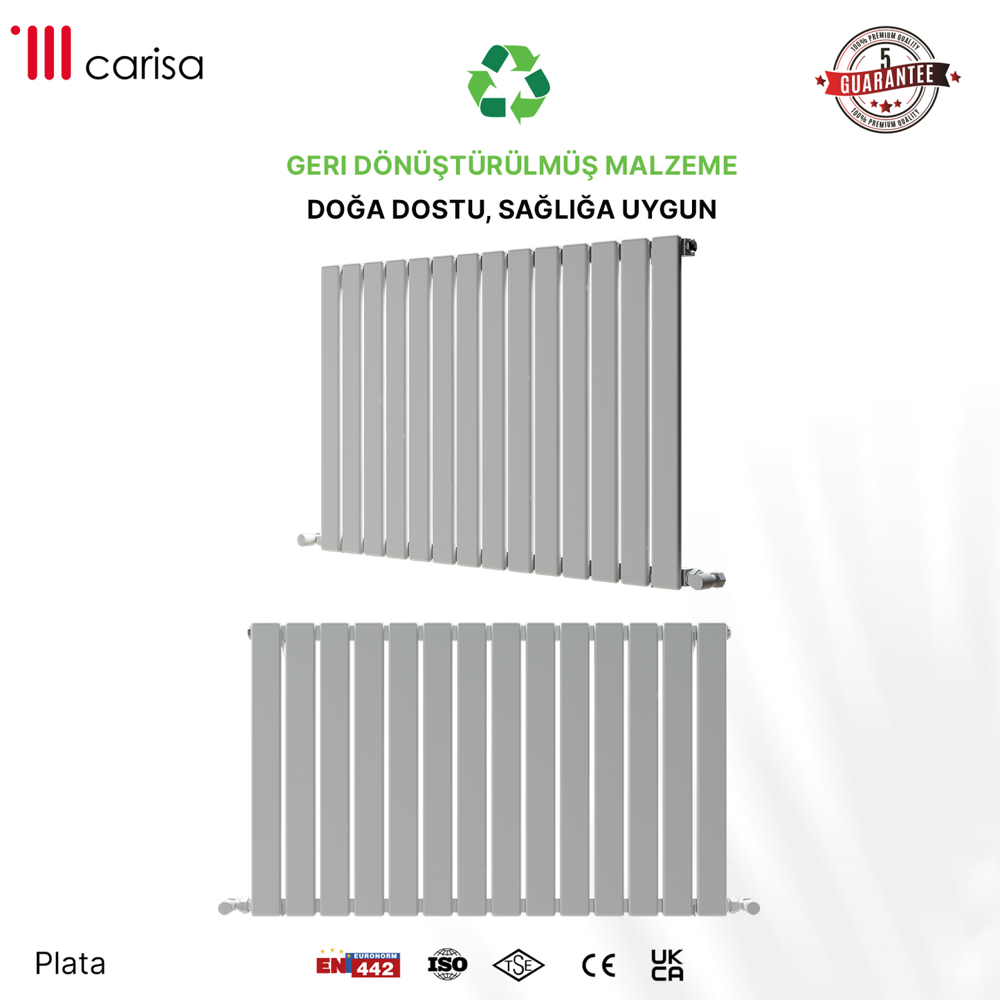 Carisa Plata Yatay Alüminyum Radyatör Modern Tasarım Beyaz