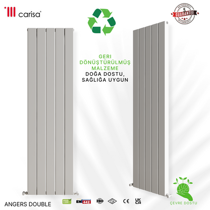 Carisa Angers Double Dikey Alüminyum Radyatör Modern Tasarım Beyaz