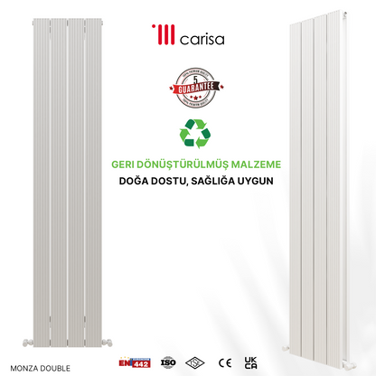 Carisa Monza Double Dikey Alüminyum Radyatör Modern Tasarım Beyaz