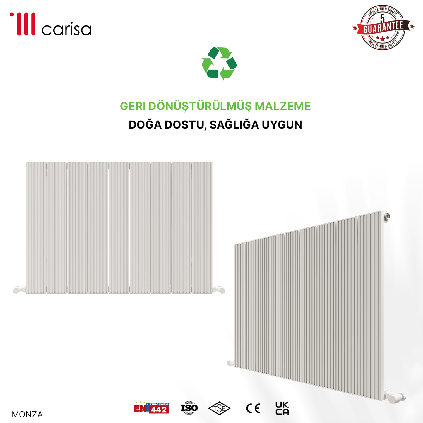 Carisa Monza Yatay Alüminyum Radyatör Modern Tasarım Beyaz