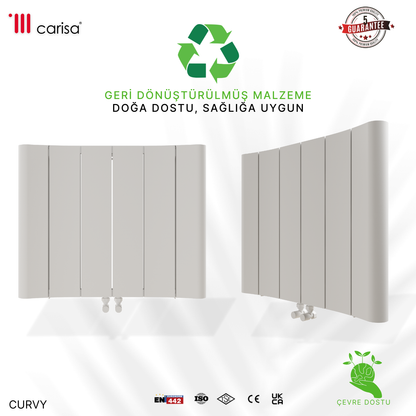 Carisa Curvy Yatay Alüminyum Radyatör Modern Tasarım Beyaz