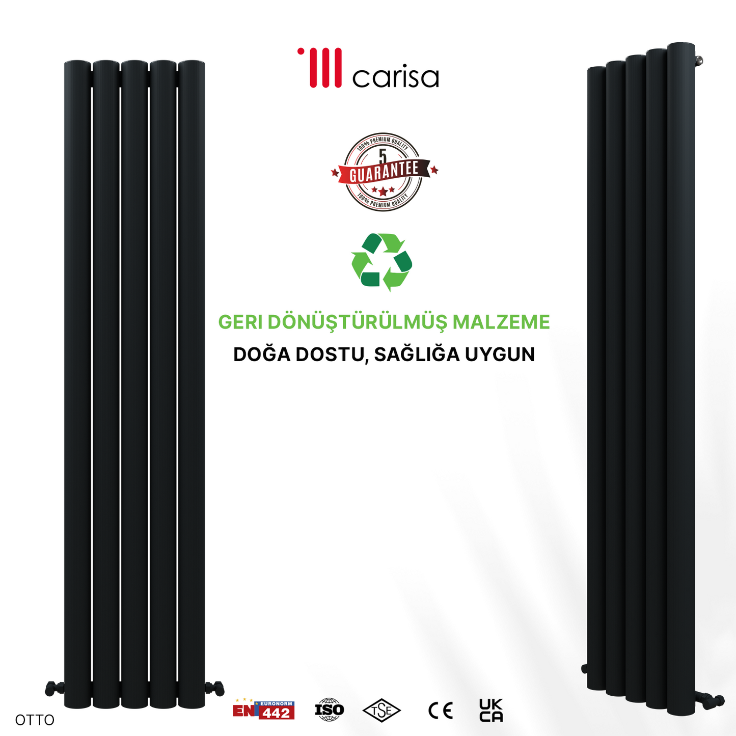 Carisa Otto Dikey Alüminyum Radyatör Modern Tasarım Siyah