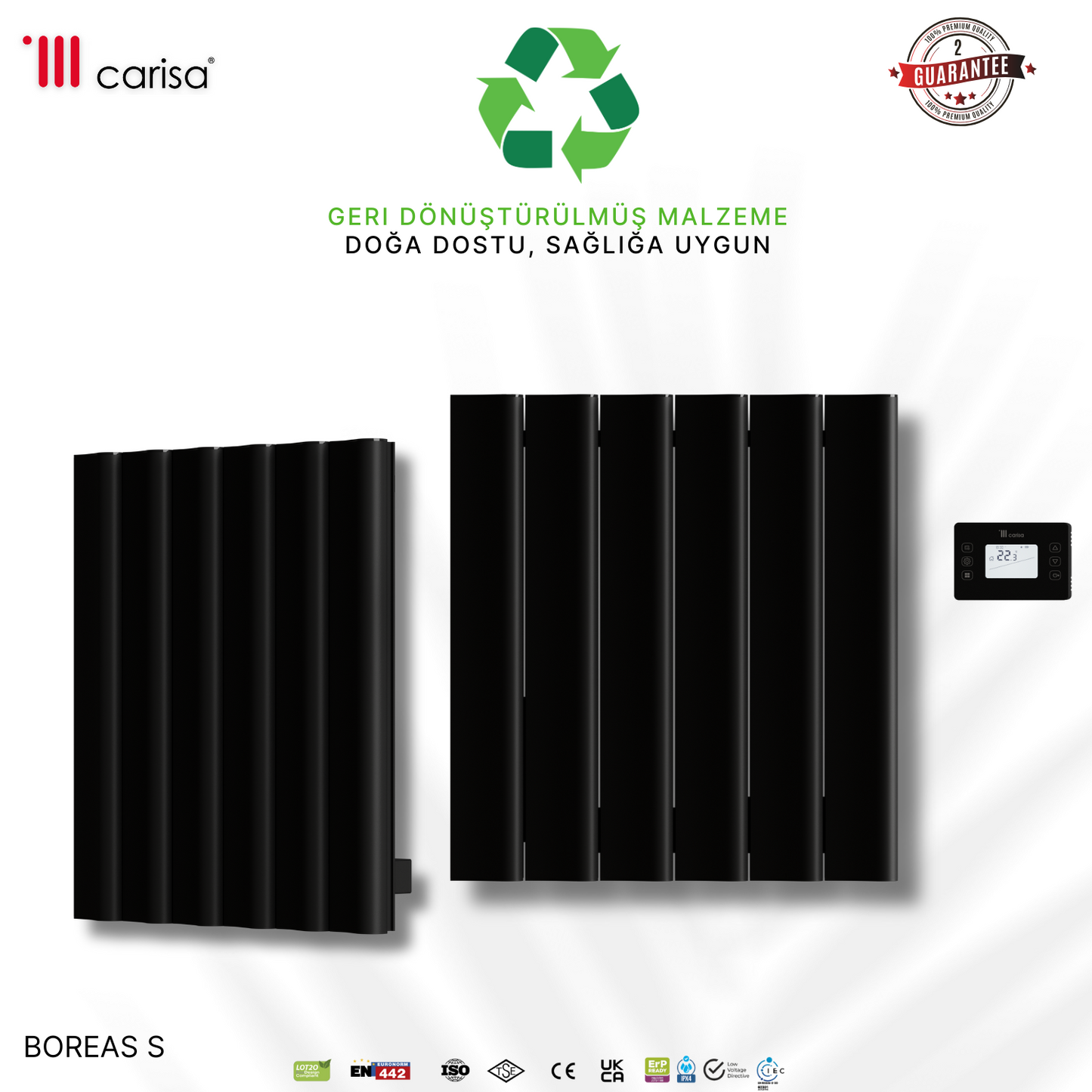 Carisa Boreas S Yatay Elektrikli Radyatör Modern Tasarım Siyah