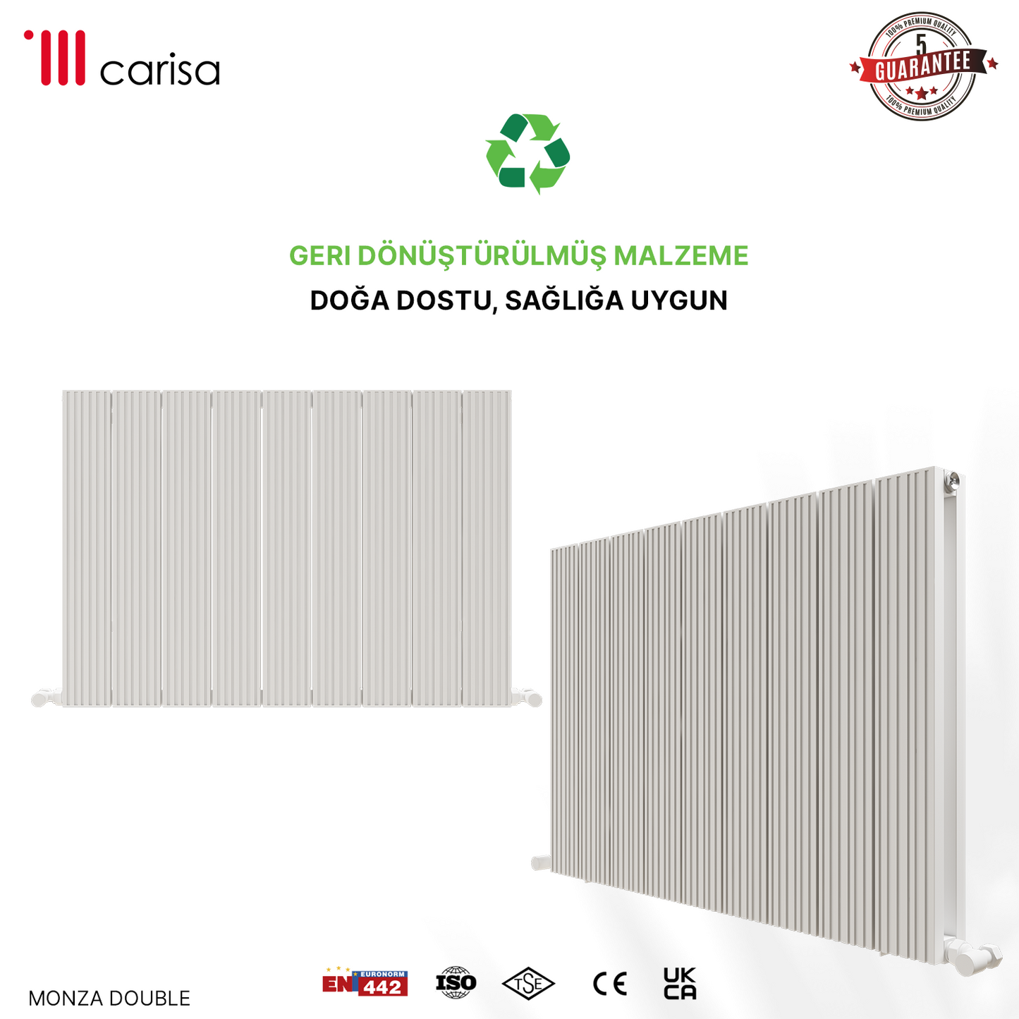 Carisa Monza Double Alüminyum Radyatör Beyaz Standart Bağlantı