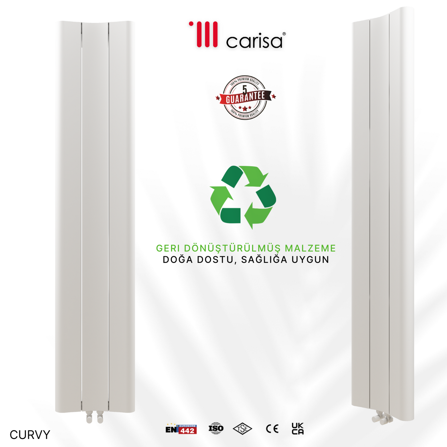 Carisa Curvy Dikey Alüminyum Radyatör Modern Tasarım Beyaz