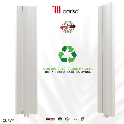 Carisa Curvy Dikey Alüminyum Radyatör Modern Tasarım Beyaz