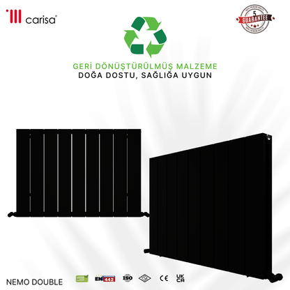 Carisa Nemo Double Alüminyum Radyatör Siyah Standart Bağlantı