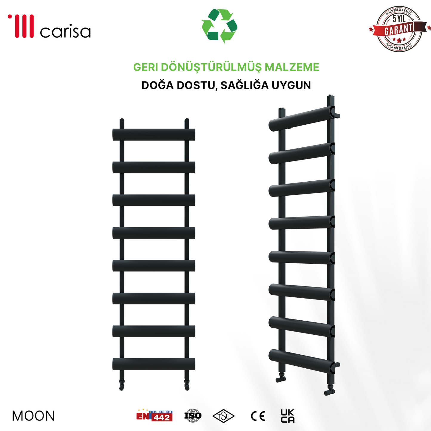 Carisa Moon Alüminyum Havlupan Modern Tasarım Siyah