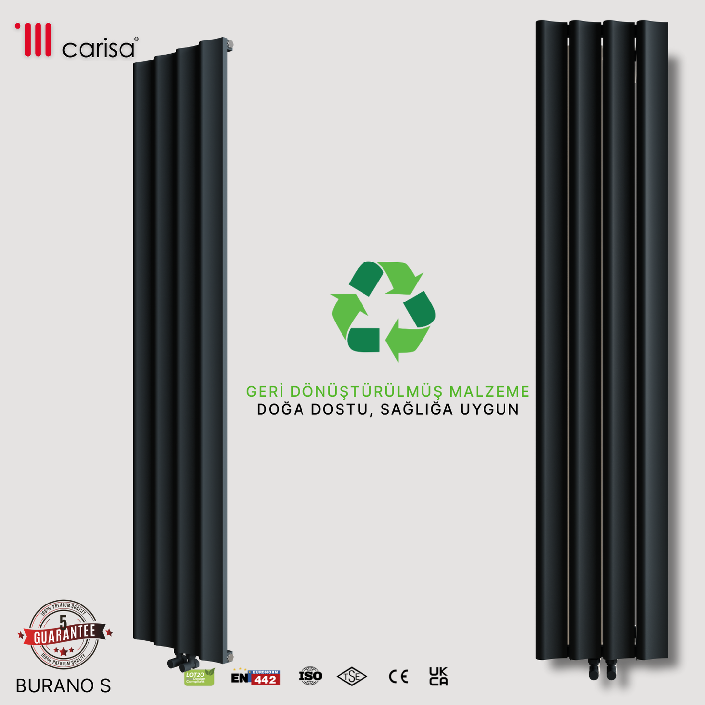 Carisa Burano S Dikey Alüminyum Radyatör Modern Tasarım Antrasit