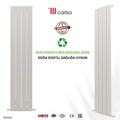Carisa Monza Dikey Alüminyum Radyatör Modern Tasarım Beyaz