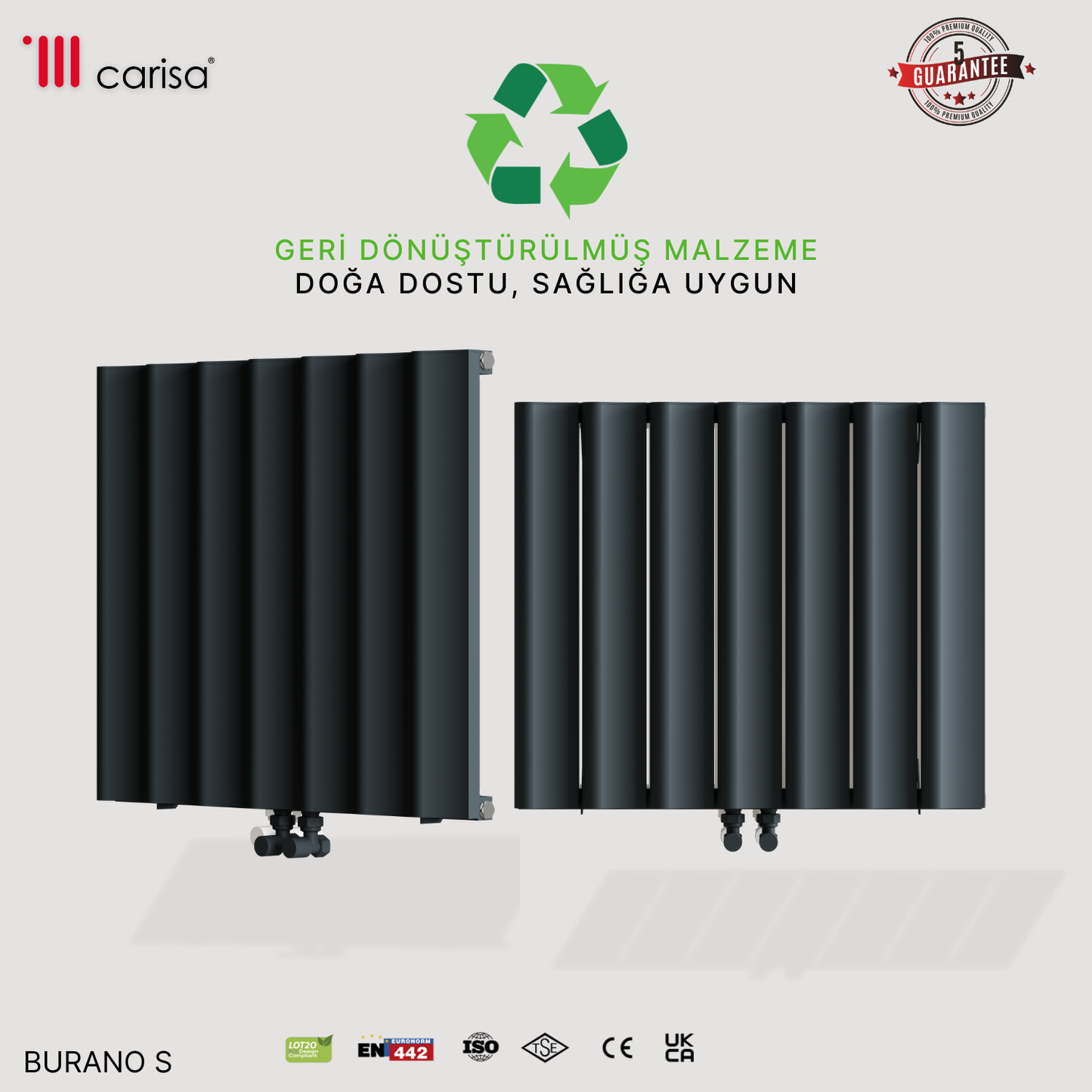 Carisa Burano S Yatay Alüminyum Radyatör Modern Tasarım Antrasit
