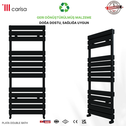 Carisa Plata Double Bath Alüminyum Havlupan Modern Tasarım Siyah