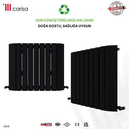 Carisa Gaia Yatay Alüminyum Radyatör Modern Tasarım Siyah
