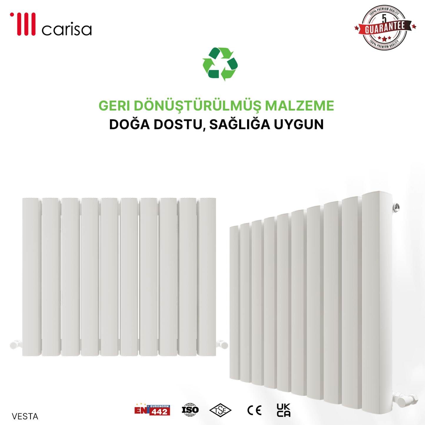 Carisa Vesta Yatay Alüminyum Radyatör Modern Tasarım Beyaz