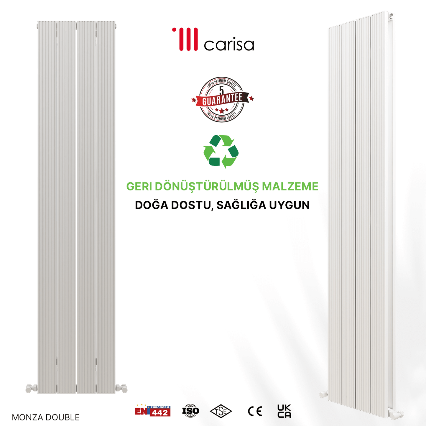 Carisa Monza Dikey Alüminyum Radyatör Modern Tasarım Beyaz