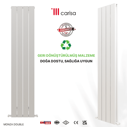 Carisa Monza Dikey Alüminyum Radyatör Modern Tasarım Beyaz