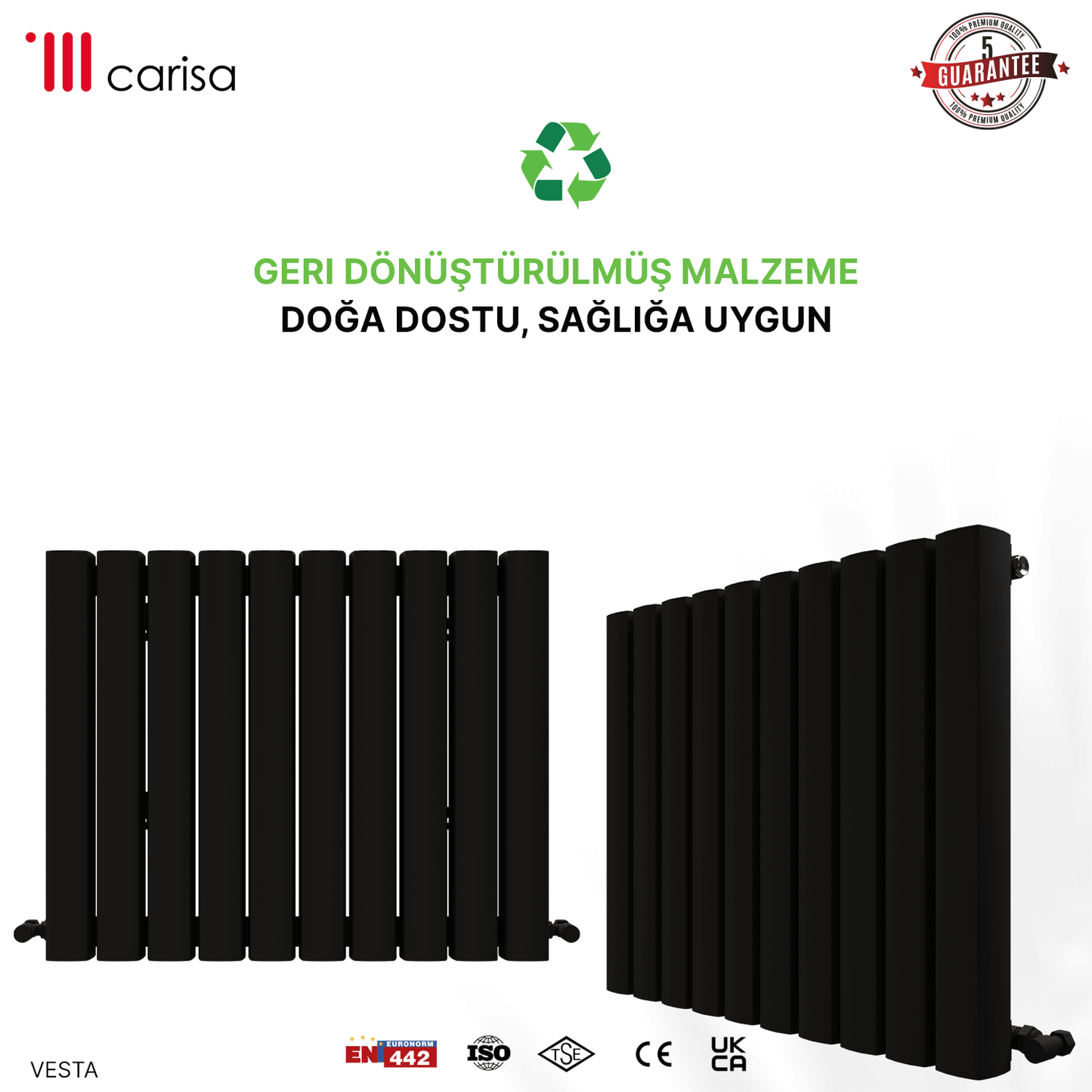 Carisa Vesta Yatay Alüminyum Radyatör Modern Tasarım Koyu Gri