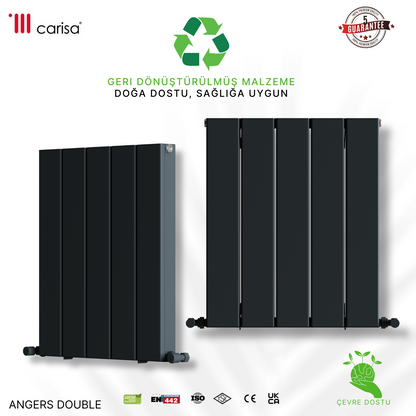 Carisa Angers Double Yatay Alüminyum Radyatör Modern Tasarım Siyah