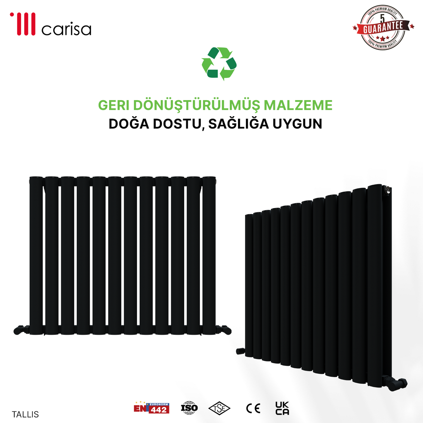 Carisa Tallis Double Alüminyum Radyatör Antrasit Standart Bağlantı